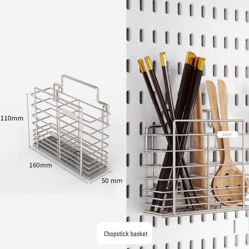 Punch-Free Perforated Board Rack with Accessories for Kitchen and Bedroom