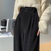 Herbst Plus Size Cord-Hosen mit weitem Bein für Damen mit hoher Taille und geradem Schnitt