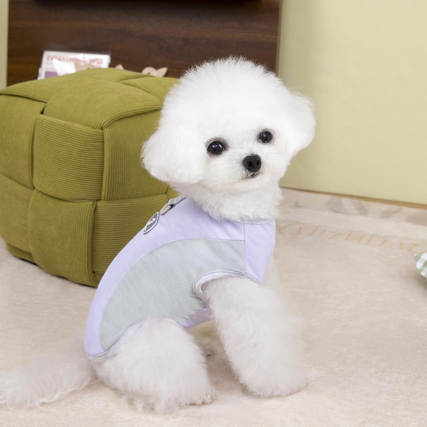 

Spring and summer dog clothes ice silk mesh cool vest teddy bear small and medium dog cool clothes pet clothes XXL (recommended weight 12-9 kg) бонді синього кольору