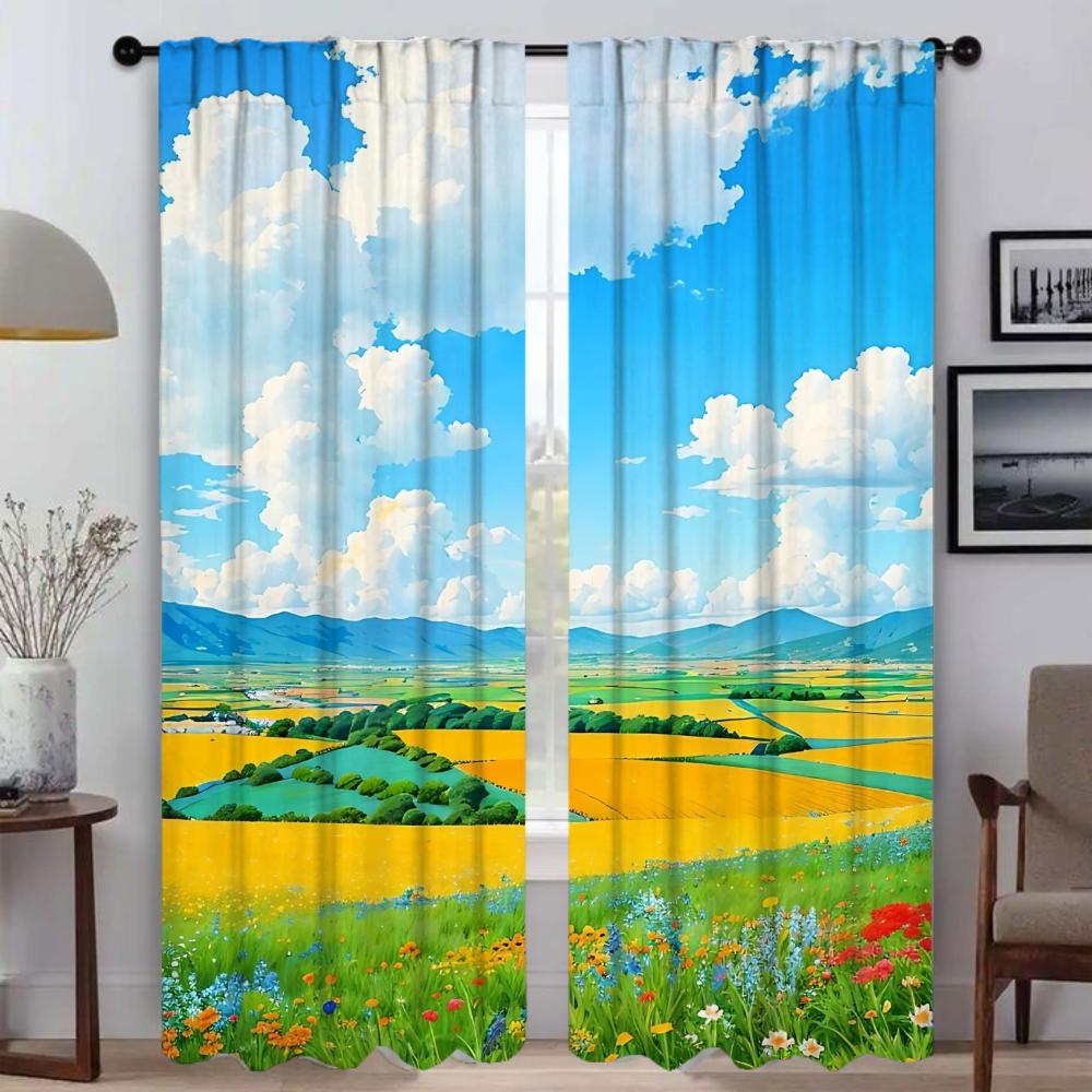 

Оконная штора для комнаты 2 панели Исцеление - это пасторальная иллюстрация Домашний интерьер Шторы Жалюзи Перегородка Украшение на Хэллоуин W50xH70cmx2pcs-CL