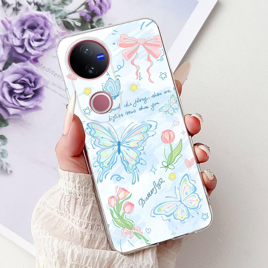 For Vivo V50 Case V2427 Phone Case 2025 New Fashion Butterfly Silicone Soft Cover For Vivo V50 Lite VivoV50 5G Shockproof Bumper