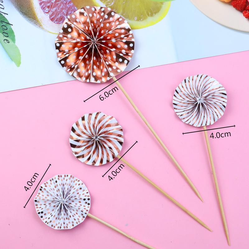 Birthday Cake Topper Sunflower Folding Fan Decoration - Gold & Silver