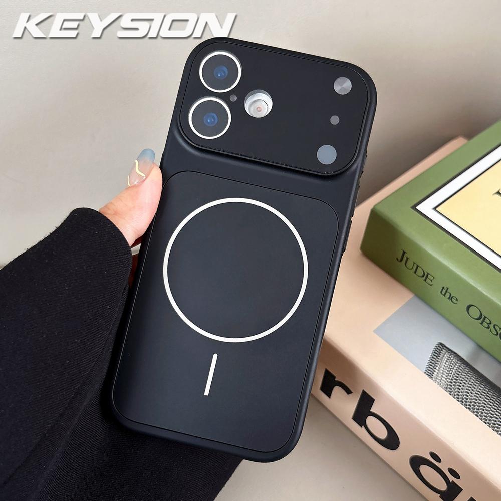 

KEYSION Original Matte Glass Phone Case for MagSafe for iPhone 13 14 15 16 17 Pro Max 17 Air Magnetic Wireless Charging Armor Cover for iPhone 17 чёрный