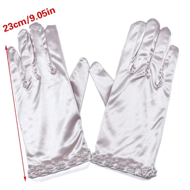 Short Gloves with Beaded Cuffs Bachelorette Party Stage Performances Handwear