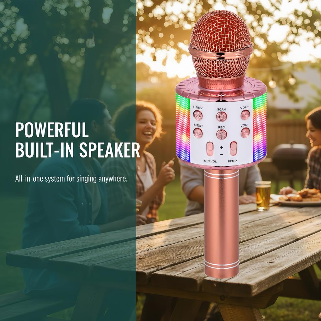 Karaoke Microphone for Kids & Adults - Bluetooth Microphones Singing Mic with Disco Lights, Portable Karaoke Player for Gifts