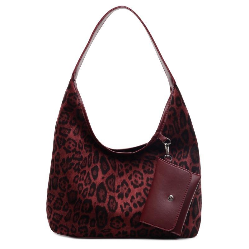 Retro fashion leopard print tote bag trendy casual large capacity shoulder bag new women's bag armpit bag