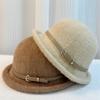 New Belt Buckle Wool Hat Women's Autumn and Winter Simple Top Hat Bucket Hat Dome Basin Hat