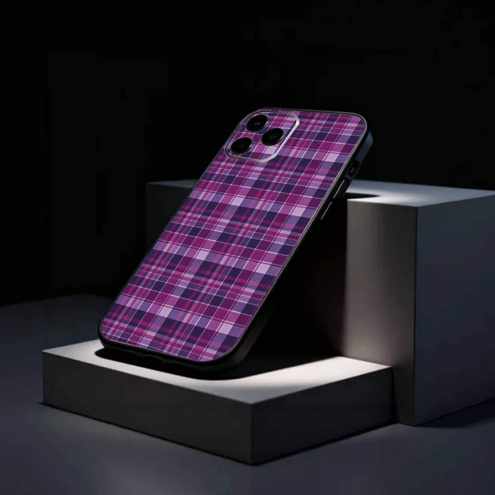 Coole P-Lila P-Kariertes Muster Handyhülle Silikon Weich Für IPhone 17 16 15 14 13 12 11 X XR Plus Pro Max Plus