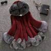Faux Fur Coat Women Autumn Winter Faux Mink Coat Faux Fox Fur Collar Hooded Jacket Large Size Tops Fur Women Christmas Clothes