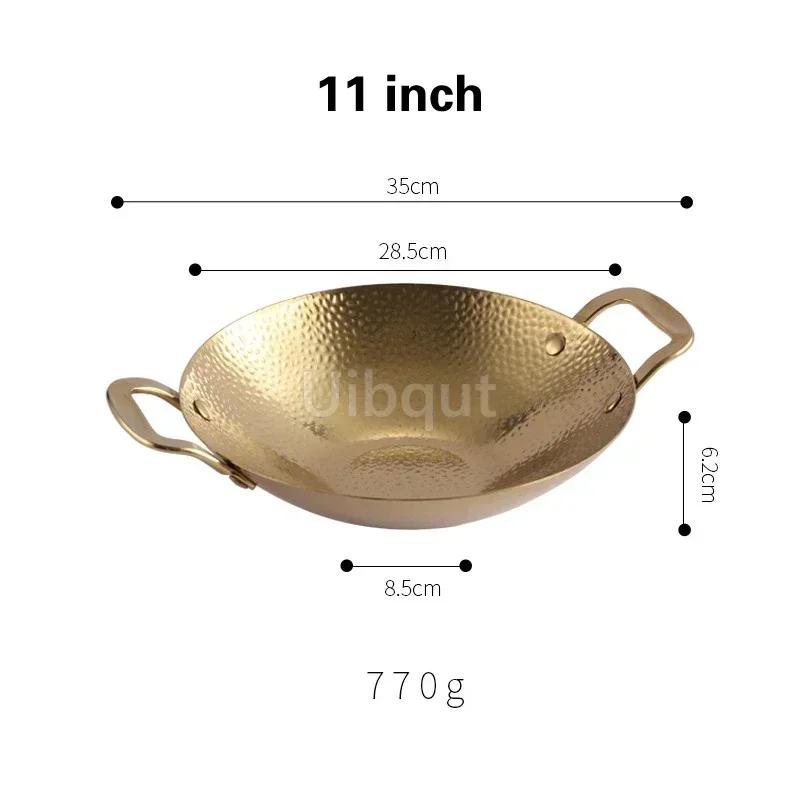 Pot cub Golden Double Ear Bar Cauldron Commercial round Bottom Small Hot Pot Creative Thickened Stainless Steel Dry