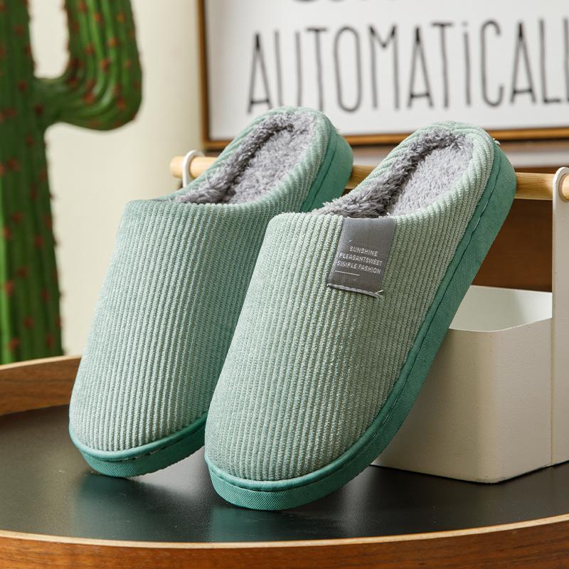 Autumn indoor home couple wool slippers warm shoes confinement non-slip velvet men's cotton slippers women