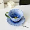 European style ceramic coffee cup set, niche women's high-value latte cup exquisite colorful flowers coffee cup