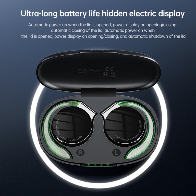 F2 Wireless Bluetooth Earbuds with Clip-on Ear Hooks for Business, Commuting, or Running - Compatible with Huawei, Apple, and Android Devices.