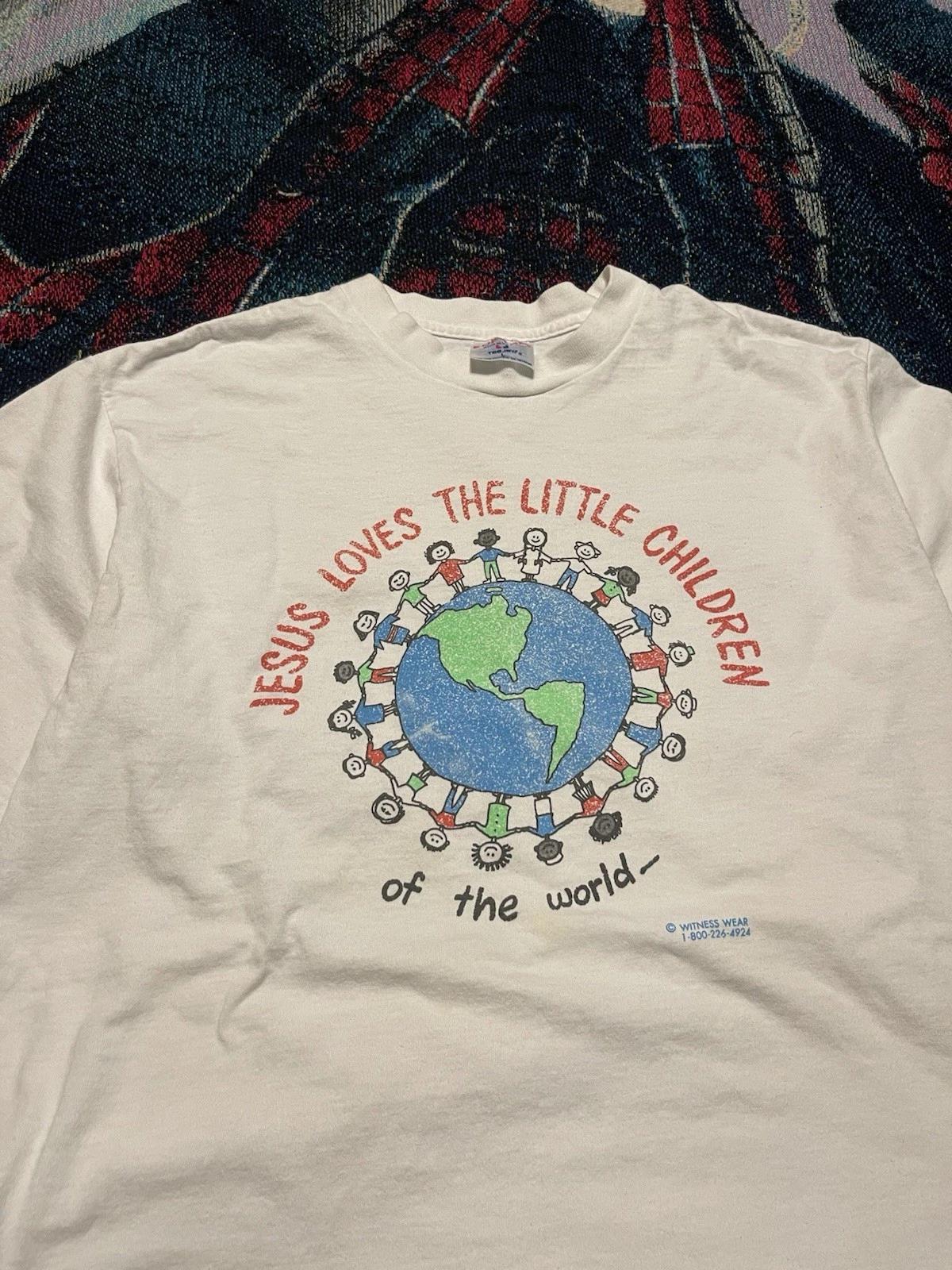 

Vintage 90s Jesus Loves Little Children Grateful Dead Parody Shirt Men s L White L