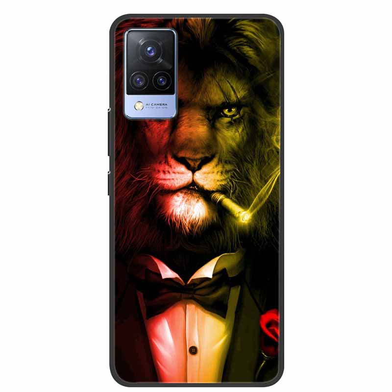 For Vivo S9 V21 V21e Case Black Silicone Back Cover Case For Vivo V21 S9 V21e Phone Cases Cover V 21 e S 9 Funda Coque Cartoon