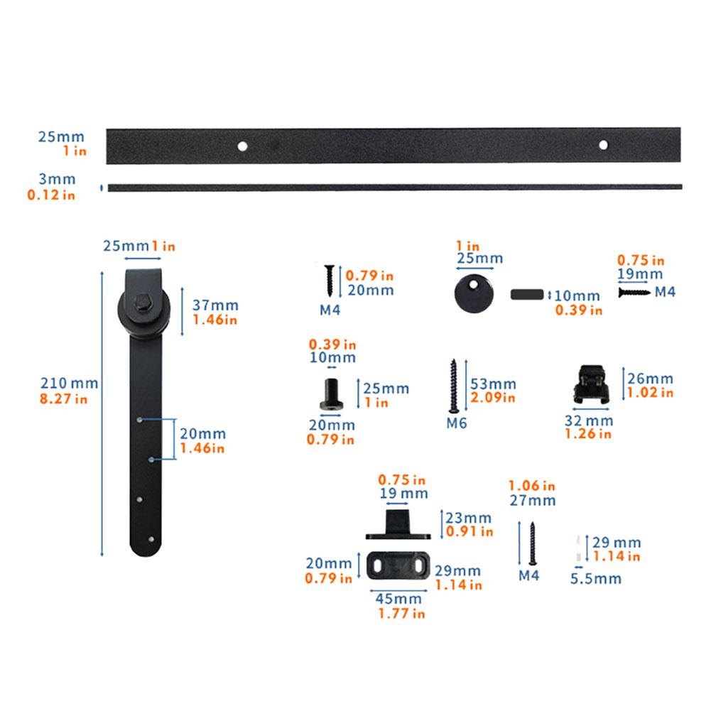 Cabinet Door Kit Barn Door Hardware Kit Small Space Solutions 23.7x5.5x4cm Compact Size Precision-Engineered Track