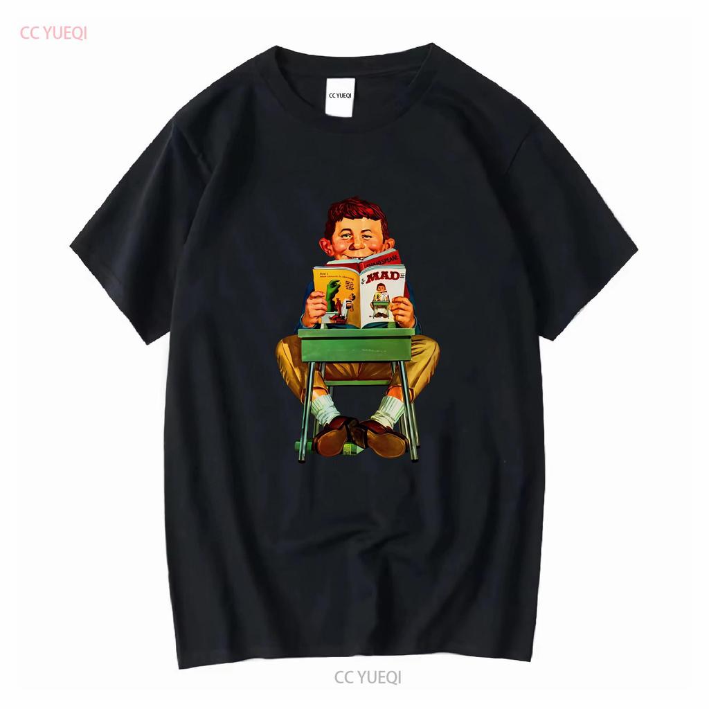 MAD Magazine Alfred E Newman T shirt retro graphic tee long or short sleeves vintage Washed Stretched Soft Casual homme