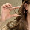 Vintage Yadan style autumn and winter Maillard drop glaze square earrings women's fashion earrings circle earrings show face small stud earrings