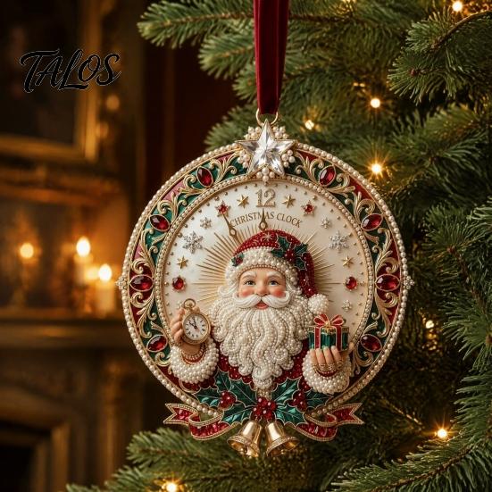 Festive Home Accents Cute Santa Christmas Ornaments, 2D Flat Acrylic Claus Hanging Ornaments Decoration for Holiday Tree, Indoor, Outdoor Party Decor