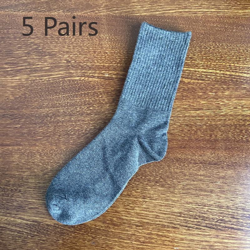 

5 пар молодежных студенческих спортивных высоких резиновых хлопковых носков 5 Pairs темно-серого