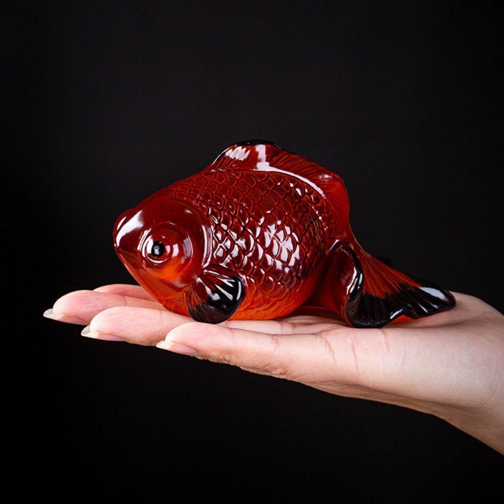 Exquisite Fish Sculpture Small Ceramic Fish Ornament Creative Goldfish Tea Pet  Tea Tray Decor