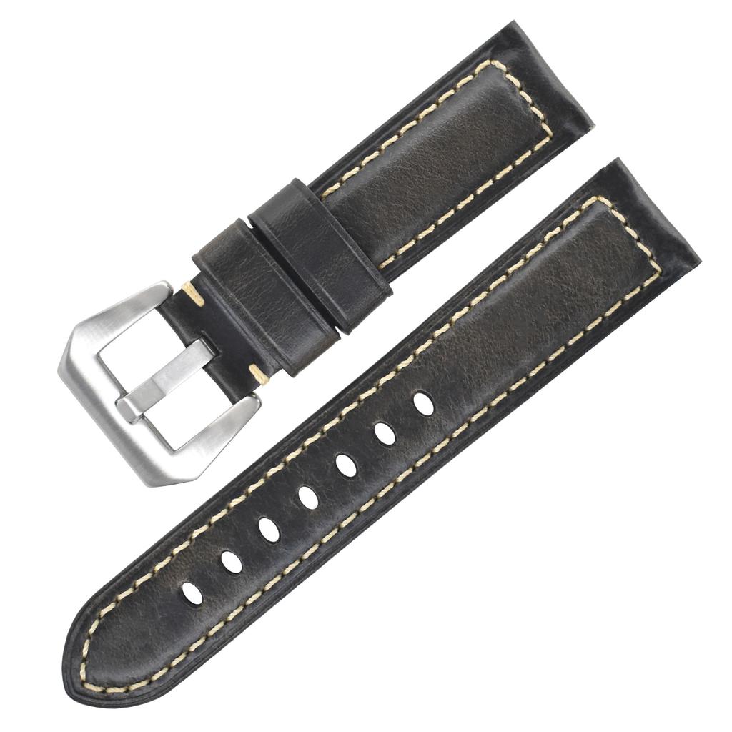 First Layer Genuine Cowhide Oil Wax Leather Business Watch Strap 18mm to 26mm Replacement for Cartier Watch Durable Wristband Accessory
