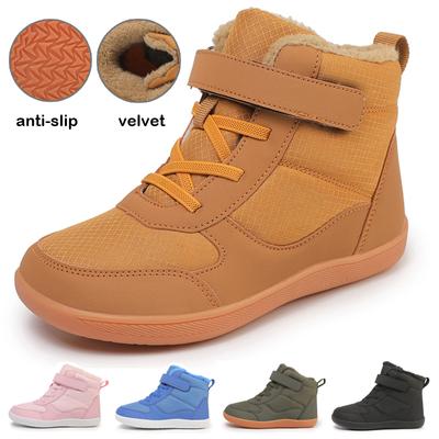 Waterproof Children's Winter Barefoot Snow Boots for Boys and Girls, Wide-foot Cotton Shoes for Toddlers/small/middle Children
