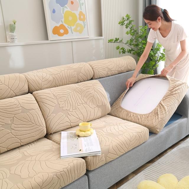 Thick Plush String Jacquard Stretch Covers Used For Sofa Seat Cushion Cushion Slipcover Used For L Shape Chaselong Cushion Soft Keep Warm