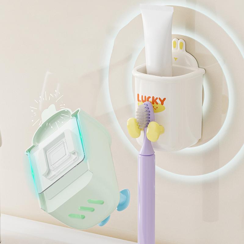 Niedlicher Cartoon Zahnbürstenhalter Zahnbürsten-Aufbewahrungsständer Wandmontiert Badezimmer Elektrische Zahnbürste Zahnpasta Aufbewahrungsbox