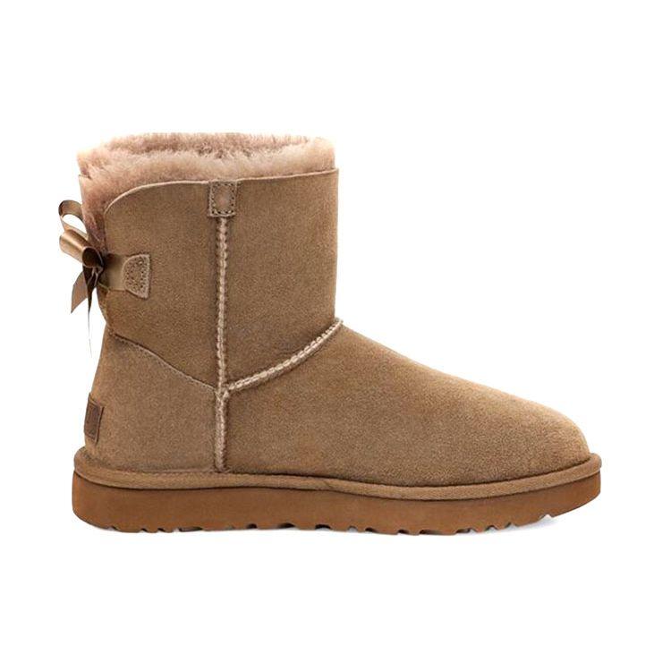 UGG Bailey Bow Ii Sheepskin Warm Durable Comfortable Bow Short Snow Boots Women boots Walnut 1016501-HCK