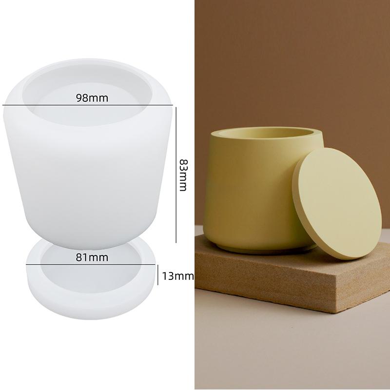

2PCS DIY Handmade Gypsum Cement Flower Aromatherapy Candle Cup Gypsum Storage Jar Mirror Silicone Mold B