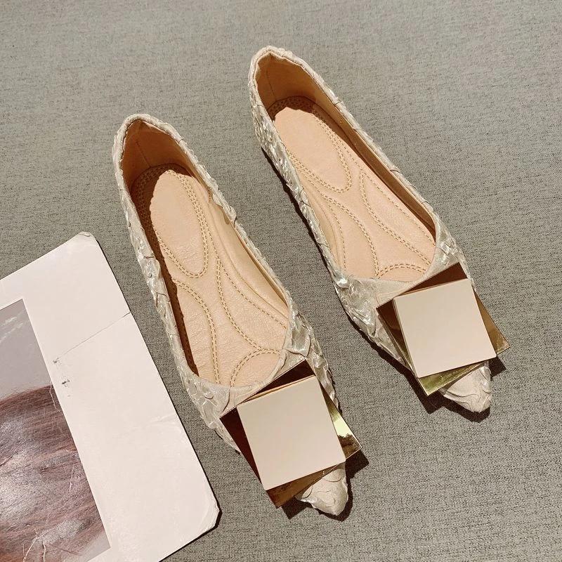 Fashion Pointed Toe Blue Women's Flat Shoes Elegant Party Popular Young On Promotion Vacation Low Price Chic Non Slip 39 Ladies Footwear