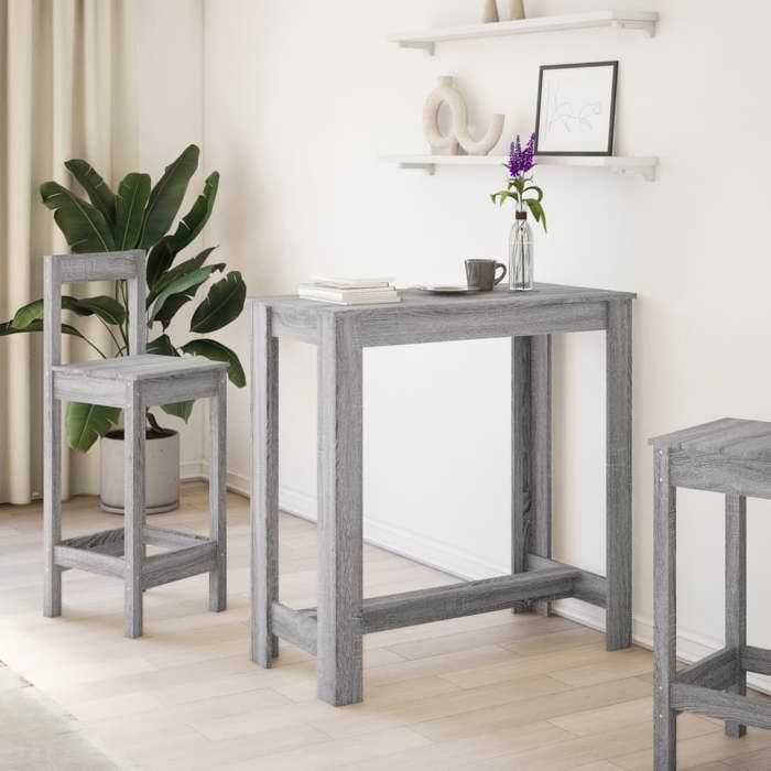 VidaXL Table de bar sonoma gris 102x50x103,5 cm bois d'ingénierie, table de pub, table haute, table de tabouret de bar, 854414