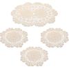 PCS Beige Crochet Lace Doilies, 10X14 In Knitted Oval Lace Doily and 3 PCS 8 In Round Handmade Crochet Doilies for Tables, Cotton Table Doilies for