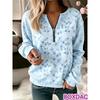Autumn Winter Women Sweatshirt Pullover Tops Loose V-neck Abstraction Striped Print Long Sleeve Casual Sweatshirt Plus Size 2XL