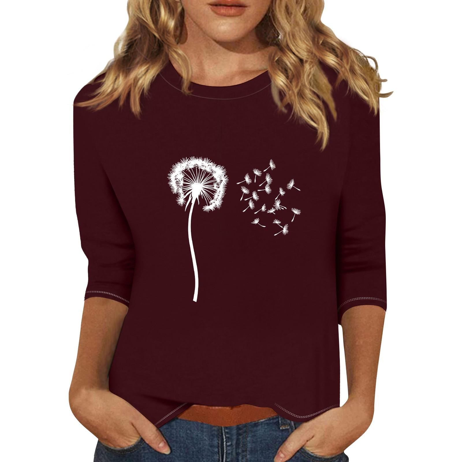 

Женский модный повседневный пуловер с воротником три четверти и принтом S винный