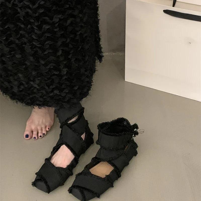 Fashion Comemore Cross Strap Women Ballet Flats Shoes Fashion Shallow Square Toe Spring Autumn Ladies Comfort Soft Sole Ballerina Shoes