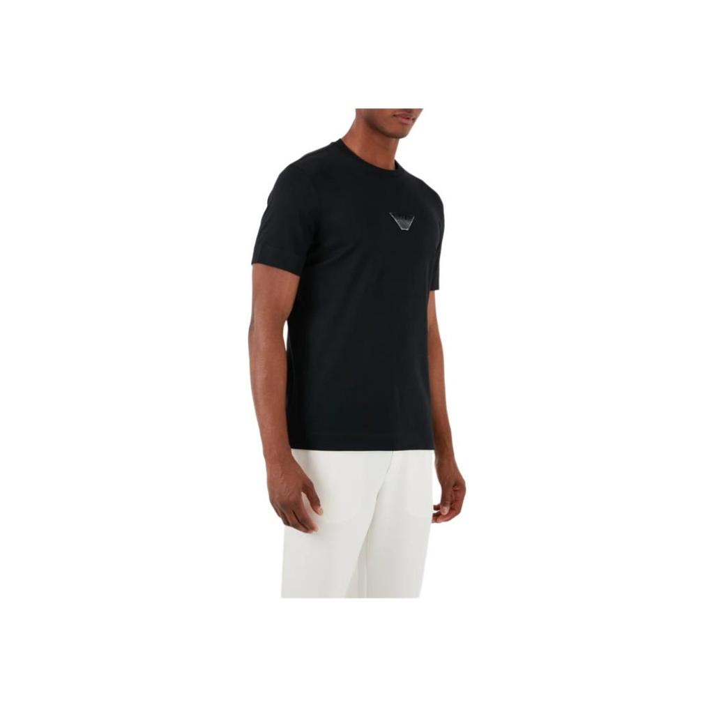 Emporio Armani Solid Color Round Neck Logo Fitted Short Sleeve T-Shirt Men tops Black 3D1TH0-1JOCZ-0999
