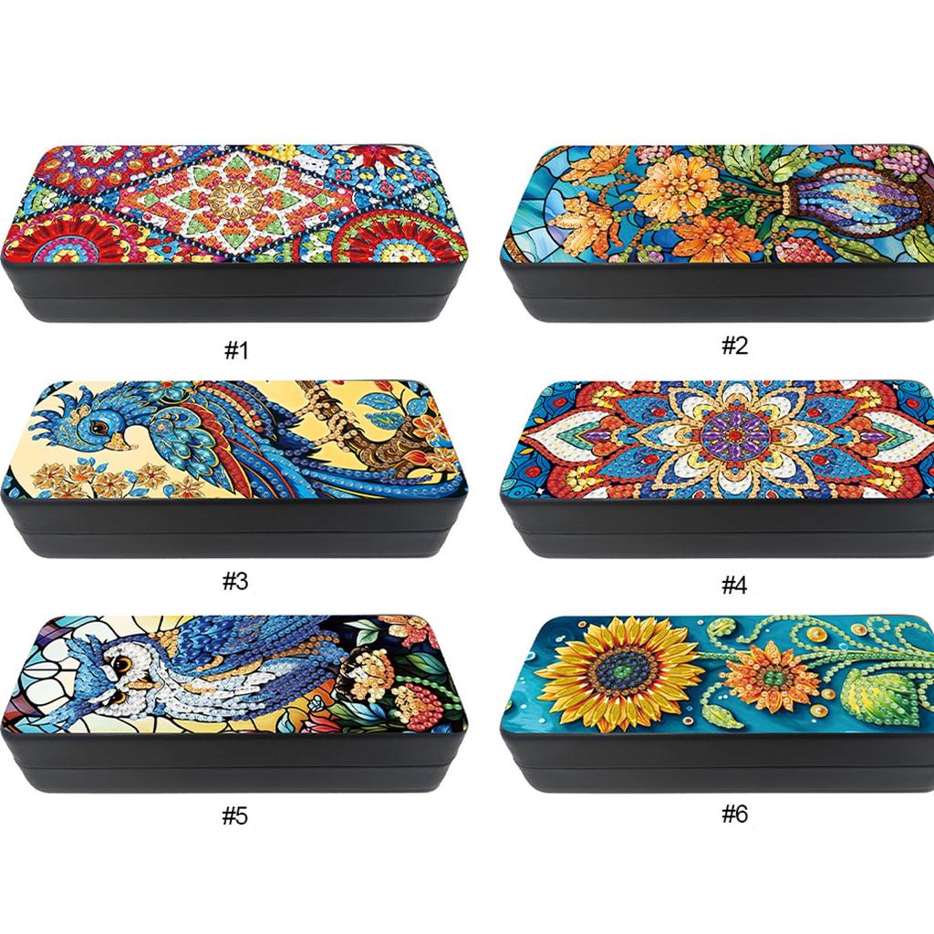 Sunflower Diamond Painting Eyeglasses Case Rhinestones Sunglasses Storage Box PU Glasses Holder Case for Friends Gift