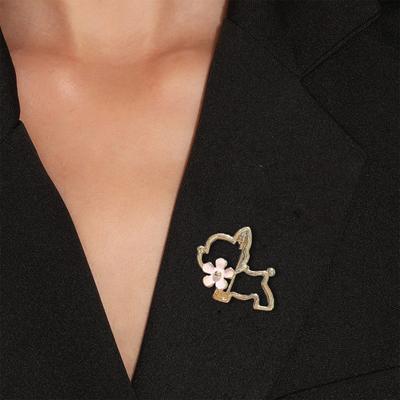 Kreativní roztomilá brož ve tvaru dutého pejska Květinový dekor Zářící drahokamy vykládané špendlíkový oblek Klopa Šaty Odznak Kabát Příslušenství