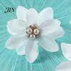 Luxury Table Decor 6Pcs White Lotus Napkin Rings, Chiffon Flower Metal Ring Holders, Faux Wedding Rings Pearl Dinner for Bridal Shower Reusable
