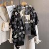Vintage Ginkgo Leaf Jacquard Scarf Women Thick Warm Faux Cashmere Neck Scarf
