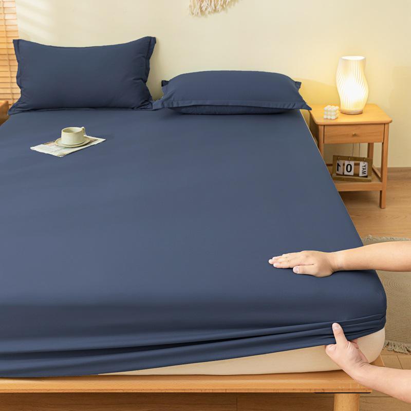 Solid Color Dustproof Fitted Sheet Set & Mattress Protector