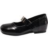 Fashion Temperament Black Inner Height Increase Shallow Mouth Flat Sole Shoes Women's 2025 New Spring Square Head French Mary Jane Shoes
