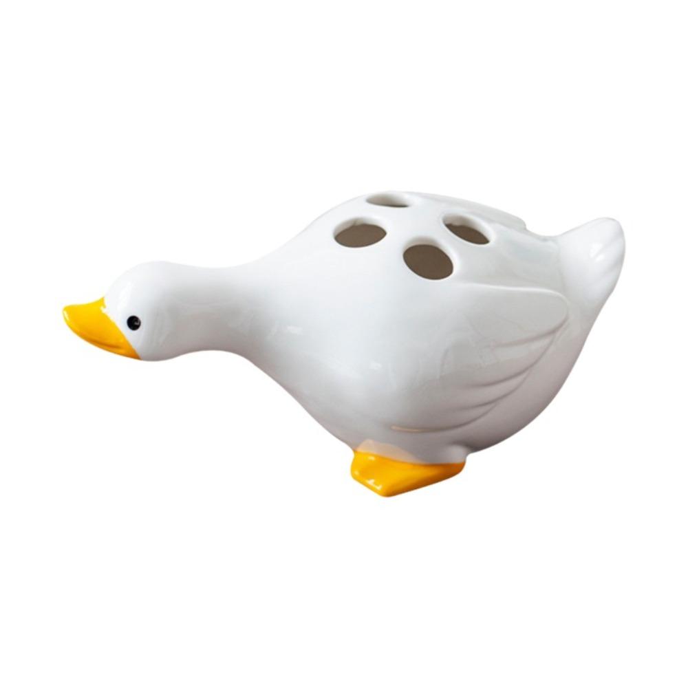 Duck-Shaped Ceramic Toothbrush Holder Cartoon Washroom Storage Holder Sink Countertop