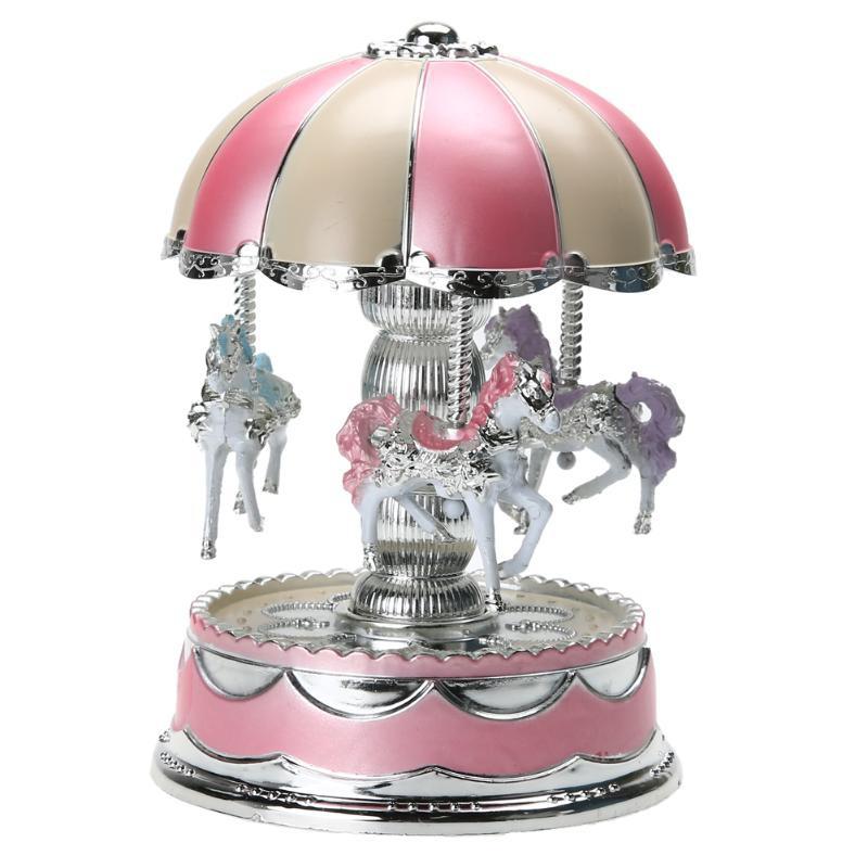 Chrismas Birthday Gift LED Light Merry Go Round Music Box Christmas Birthday Gift Toy Carousel