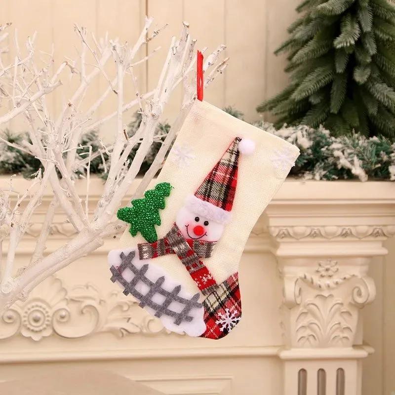 1Pcs Christmas Decoration Cartoon Socks Xmas Tree Hanging Ornaments Merry Home Room Decor Gifts New Year Happy Navidad Supplies