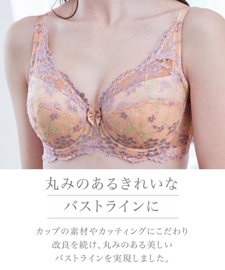 Nissen Lace Full Cup Bra In Milk Tea Green F105 Women's High-Back (Forget-Me-Not Pattern) (Made Japan) (Triumph) (n, FULLRE) (Forget-Me-Not Pattern)