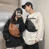 Breast Bag Women'S Fashion Pu Solid Color Couple Shoulder Bag Mori Trend Pleated Couple Messenger Bag Men
