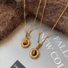 18K Gold Plated Tiger Eye Pendant Clavicle Necklace - Elegant & Versatile for Women